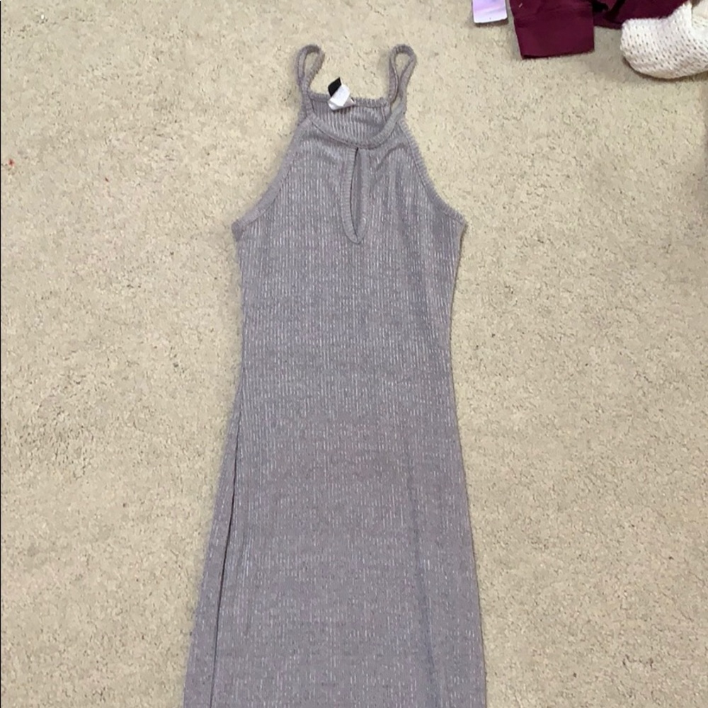 Grey slim fit with a key hole dress